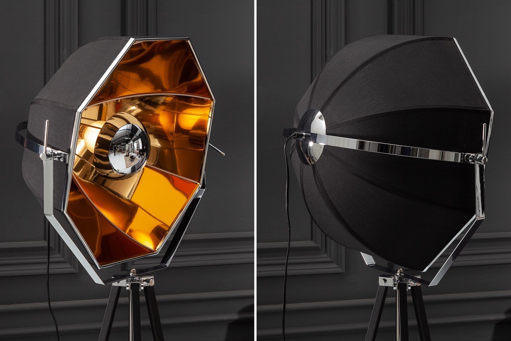 Designová stojanová lampa Damon černo-zlatá