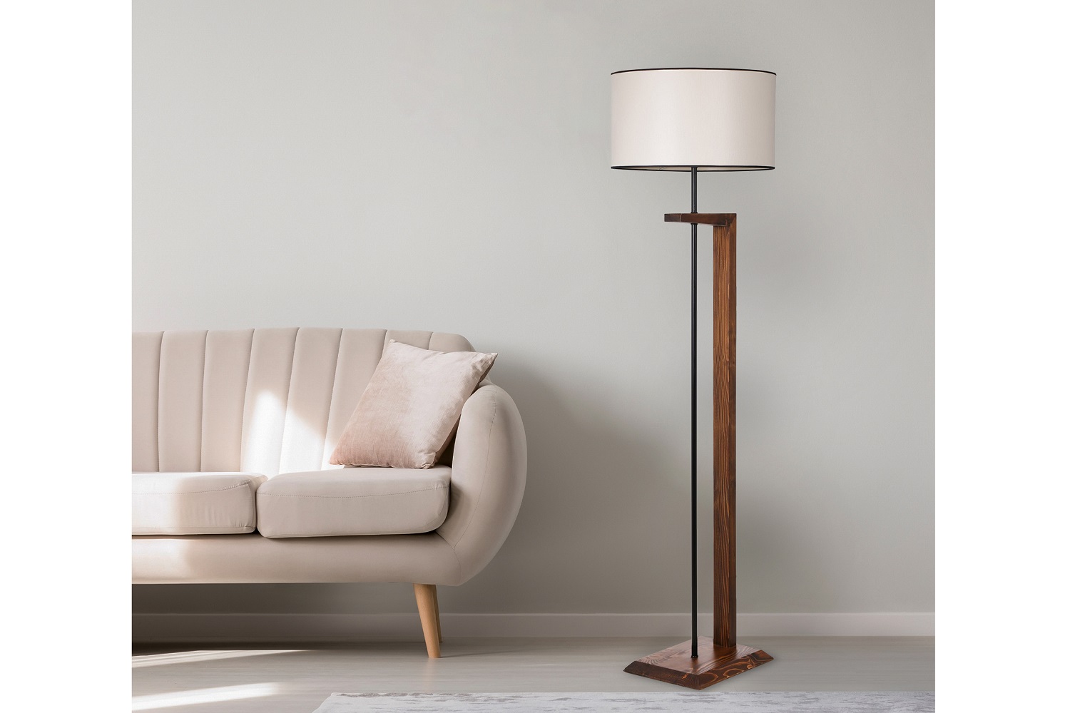 Levně Sofahouse 28674 Designová stojanová lampa Jadey 163 cm krémová závěsné svítidlo