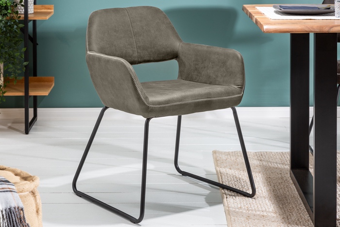 Designová stolička Derrick 77 cm antik šedo-hnědá