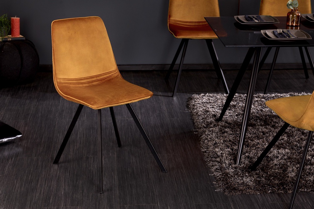 LuxD Designová židle  Holland Retro hořčicově-žlutý samet