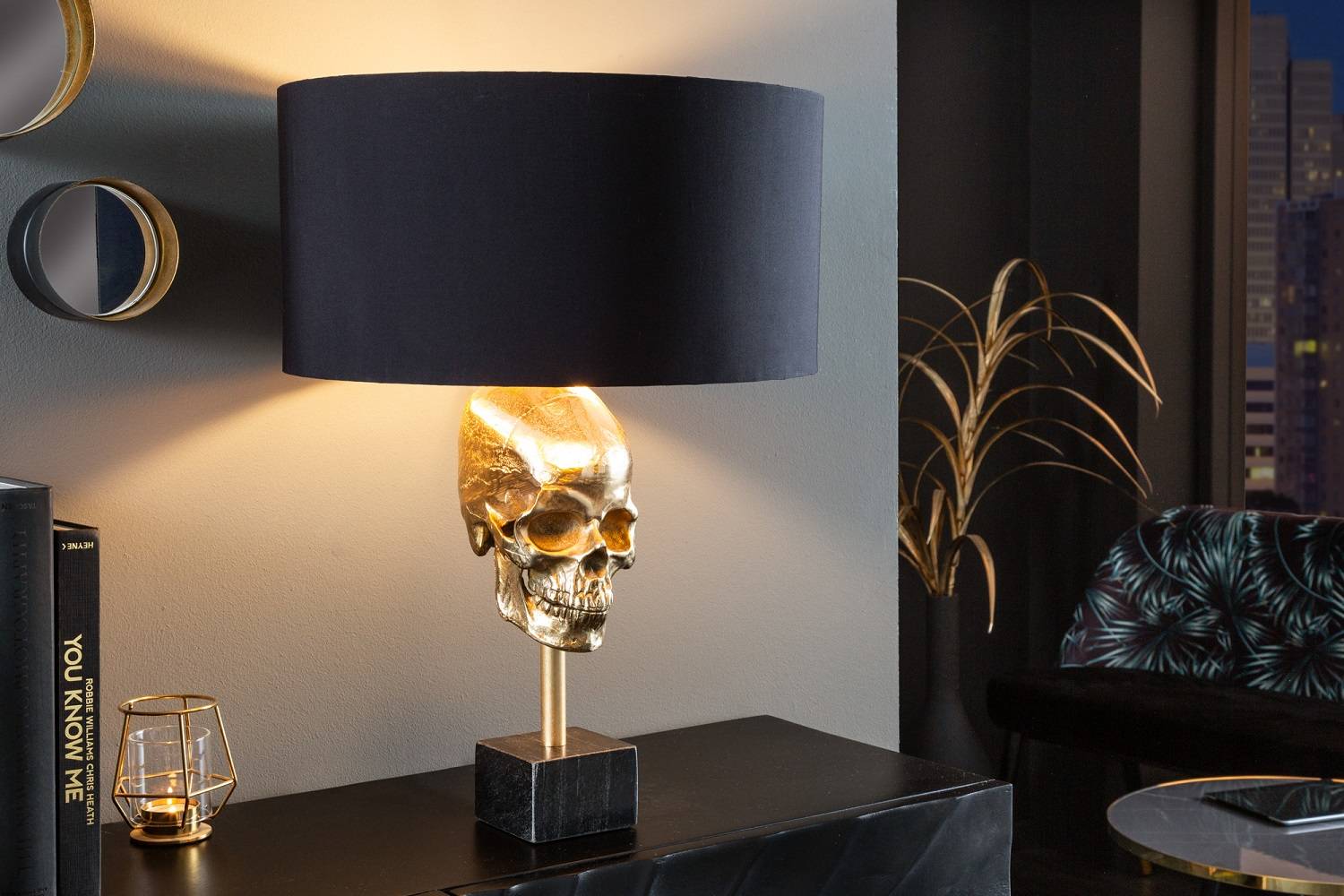 Designová stolní lampa Madigan 76 cm černo-zlatá
