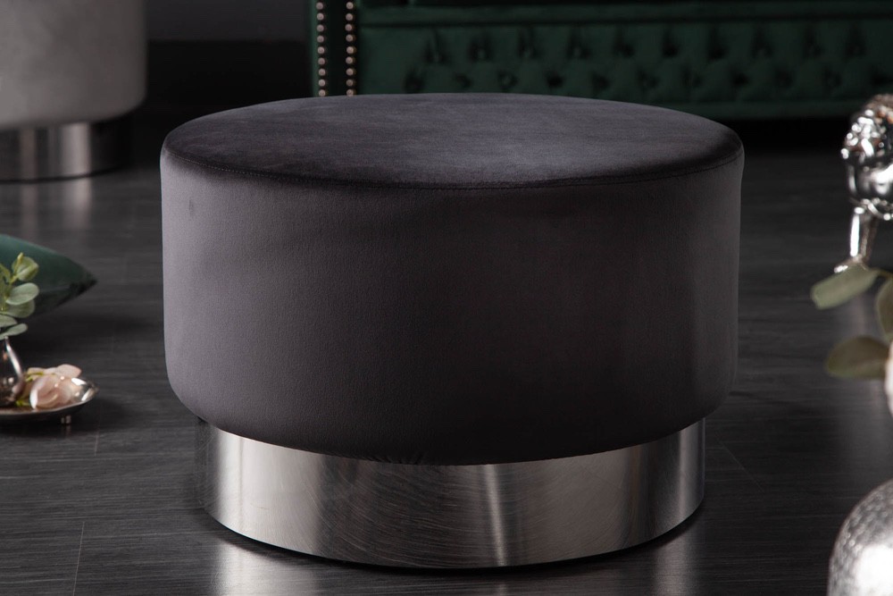 LuxD Designová taburetka Rococo 55 cm černá / stříbrná