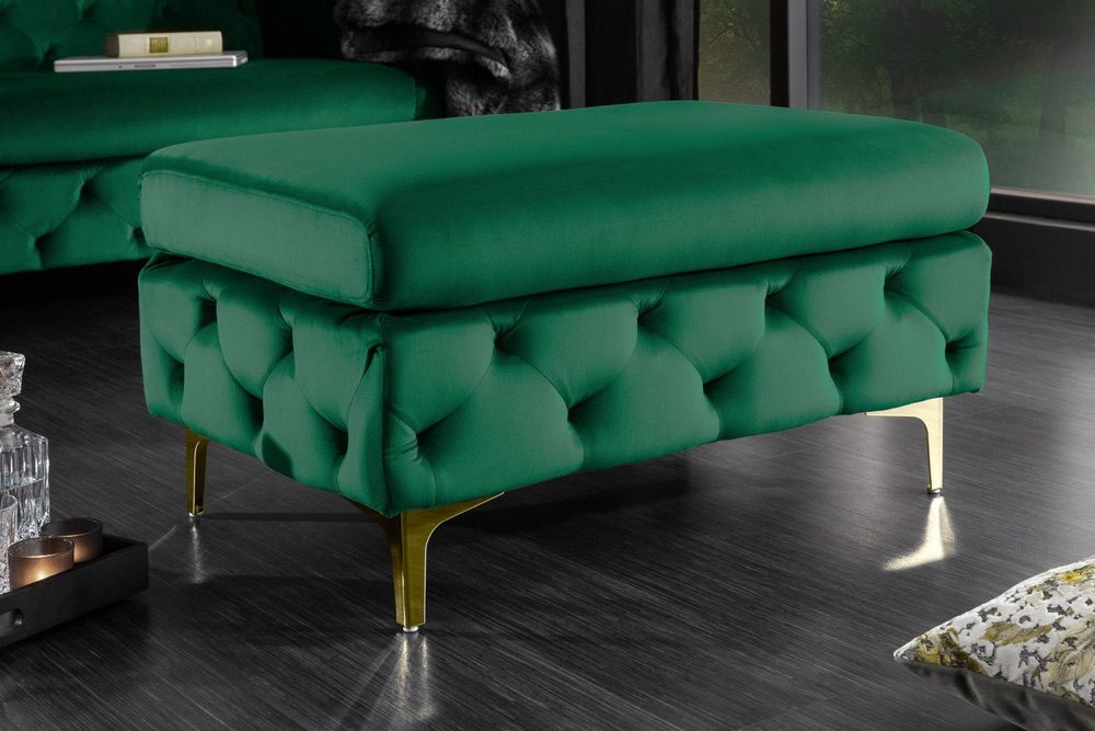 LuxD Designová taburetka Rococo zelená / zlatá - Skladem