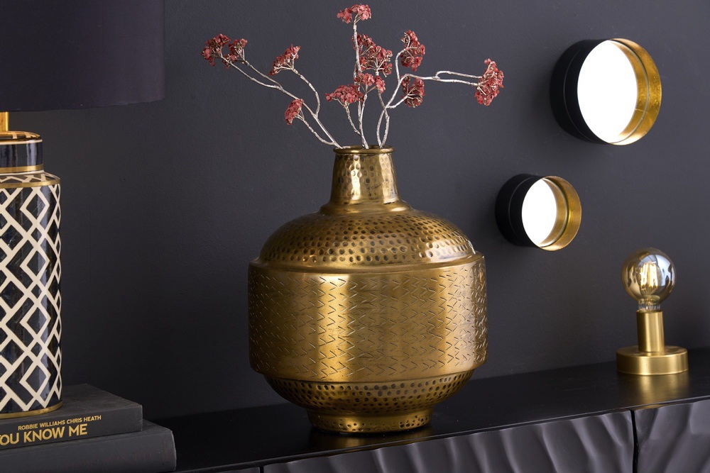 Levně LuxD Designová váza Malia 35 cm antik měděná