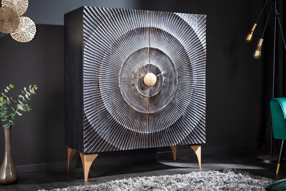 LuxD Designová vysoká komoda Venetia 120 cm černo-zlatá