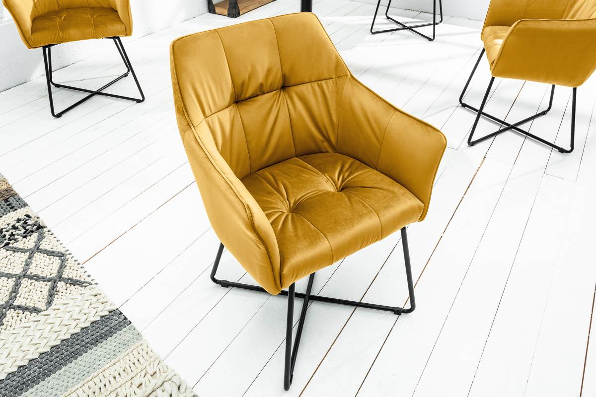 Designová židle Giuliana hořčicová