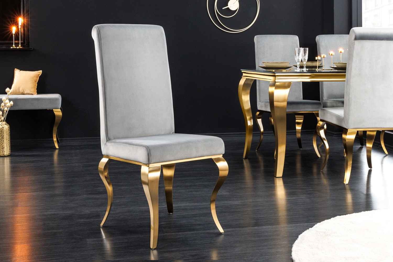 Levně LuxD Designová židle Rococo šedá / zlatá