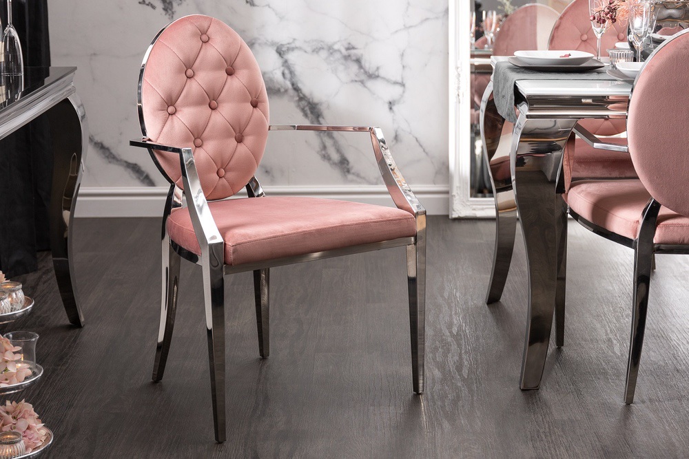Designová židle s opěrkami Rococo II růžová