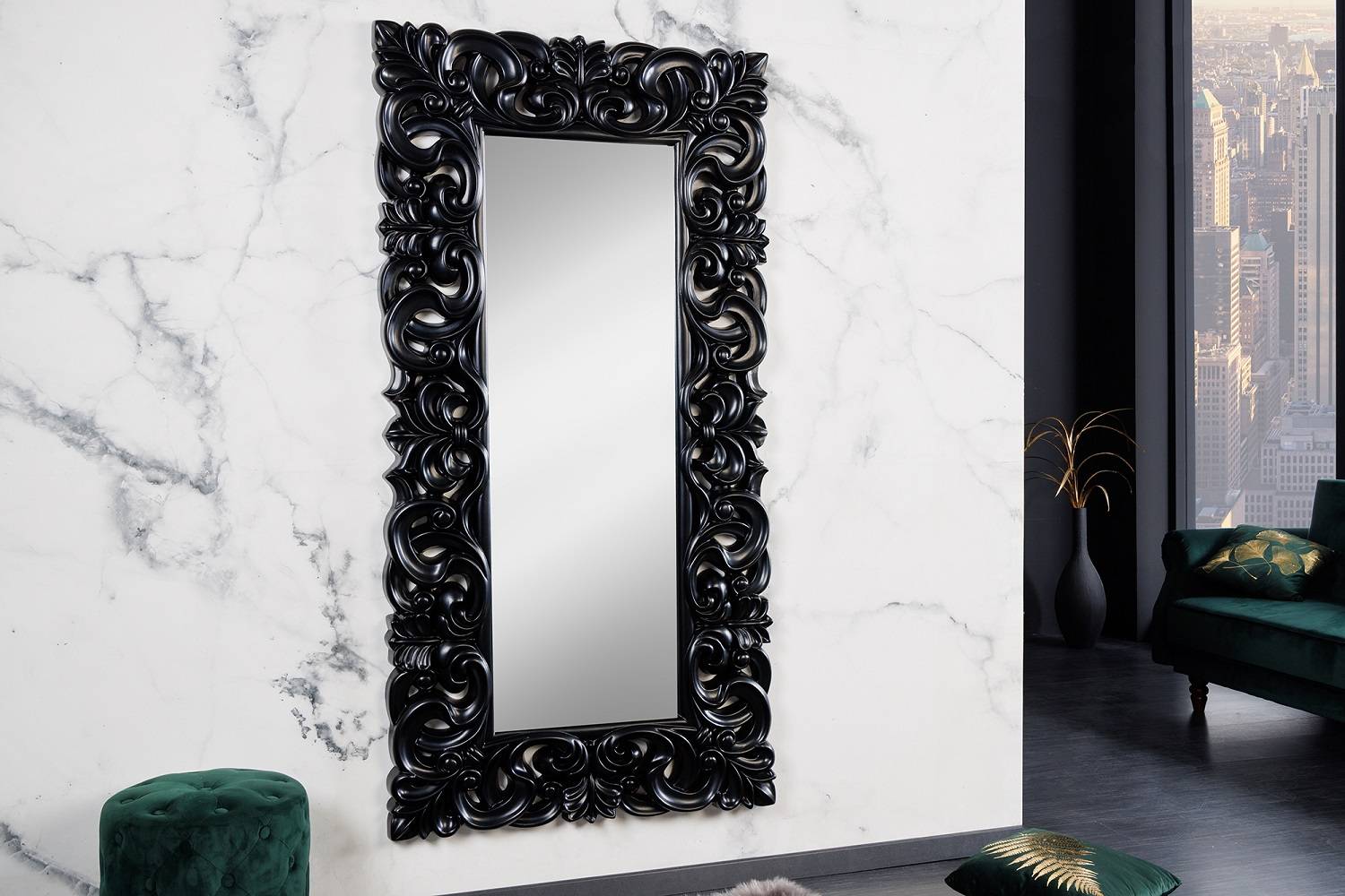 Levně LuxD Designové nástěnné zrcadlo Kathleen 180 cm černé