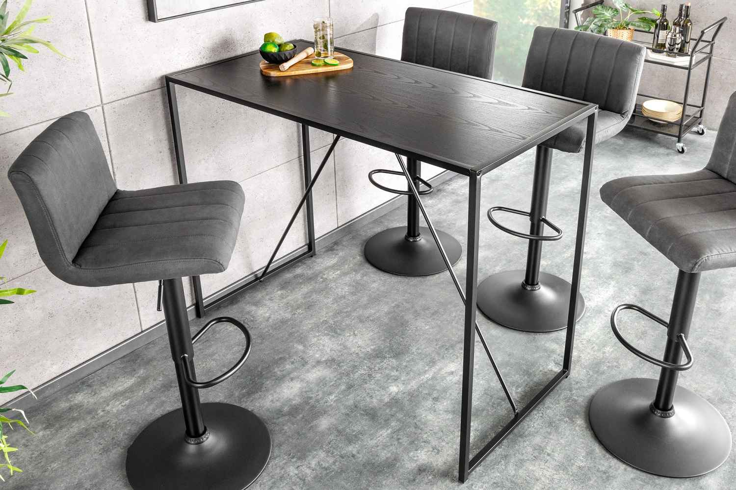 Levně LuxD Designový barový stůl Maille 120 cm černý jasan