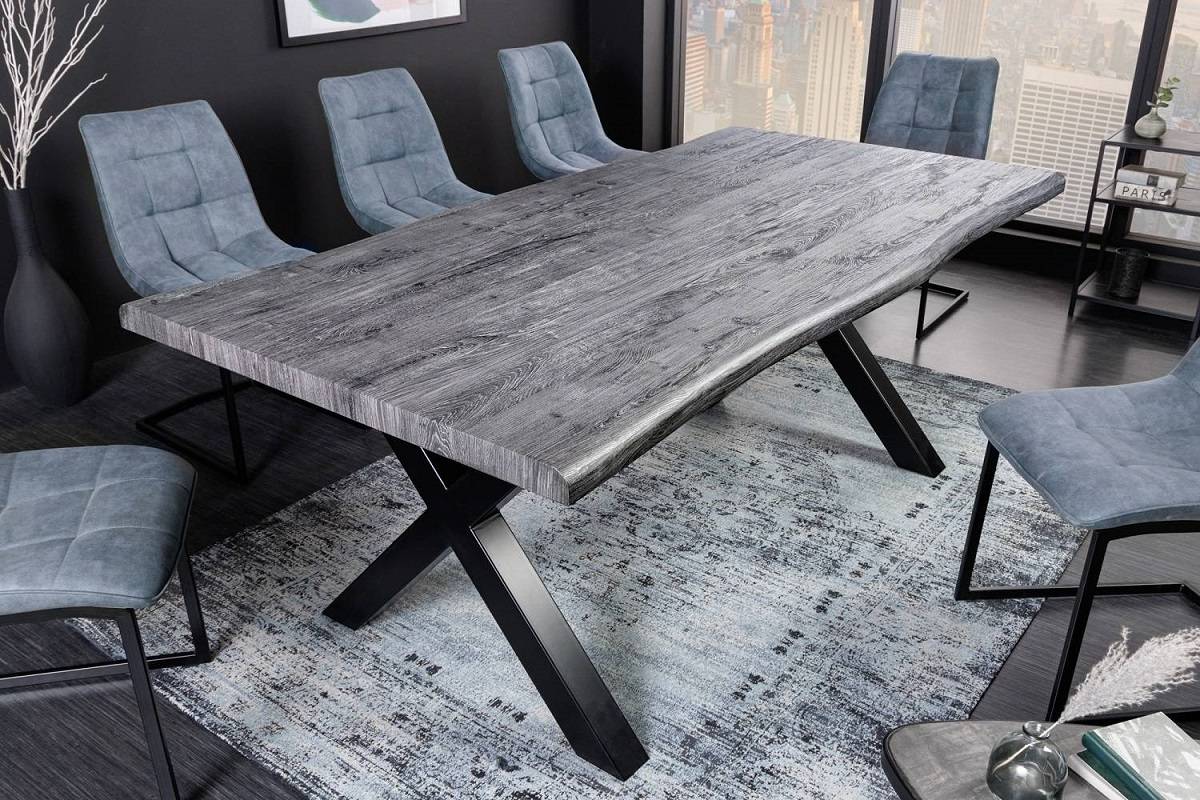 LuxD Designový jídelní stůl Kaniesa 160 cm šedý - vzor divoký dub
