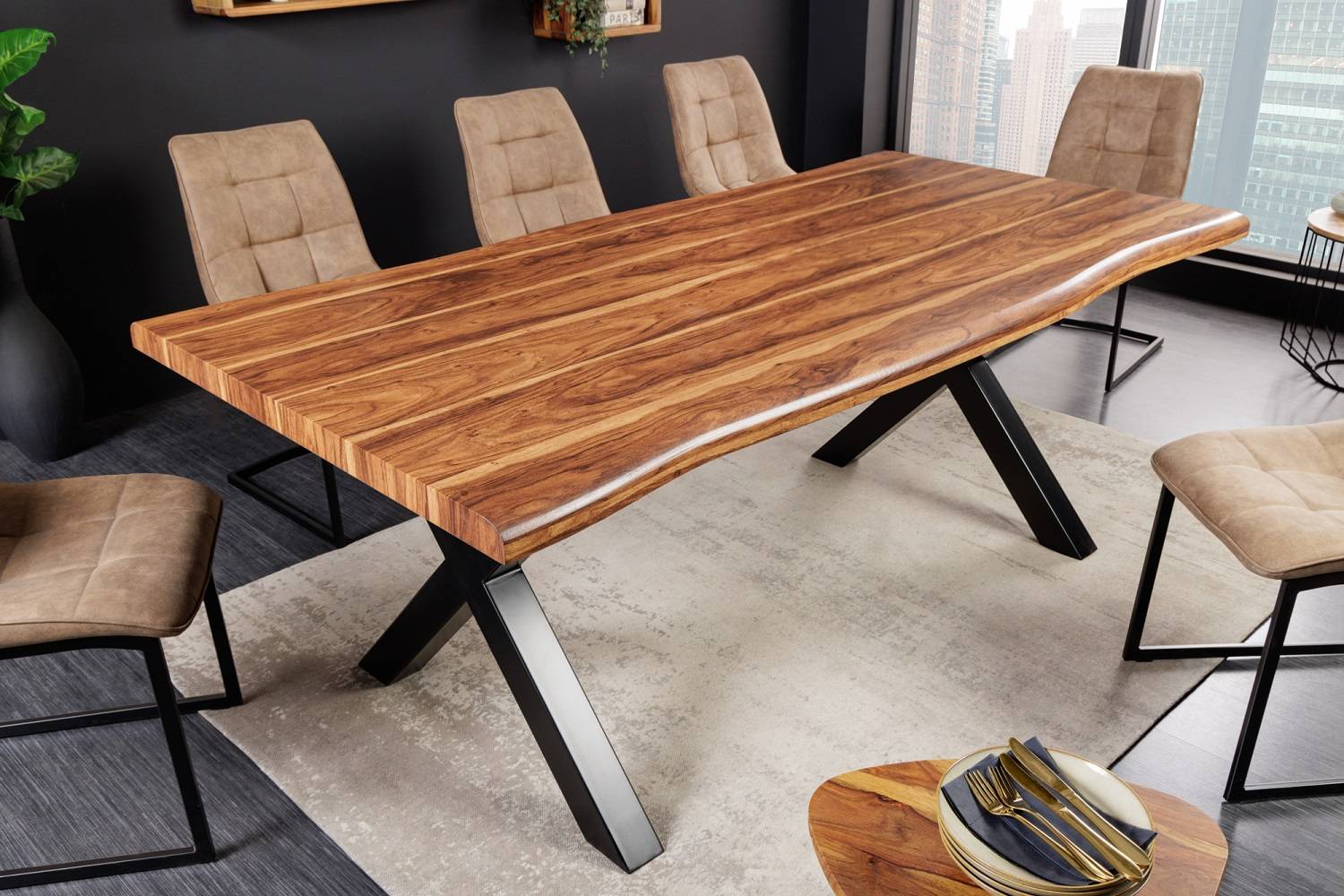 LuxD Designový jídelní stůl Kaniesa 160 cm vzor ořech