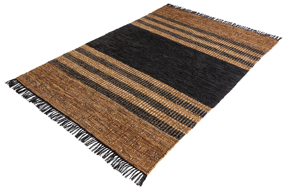 Designový koberec Panay 230 x 160 cm černo-hnědý - kůže