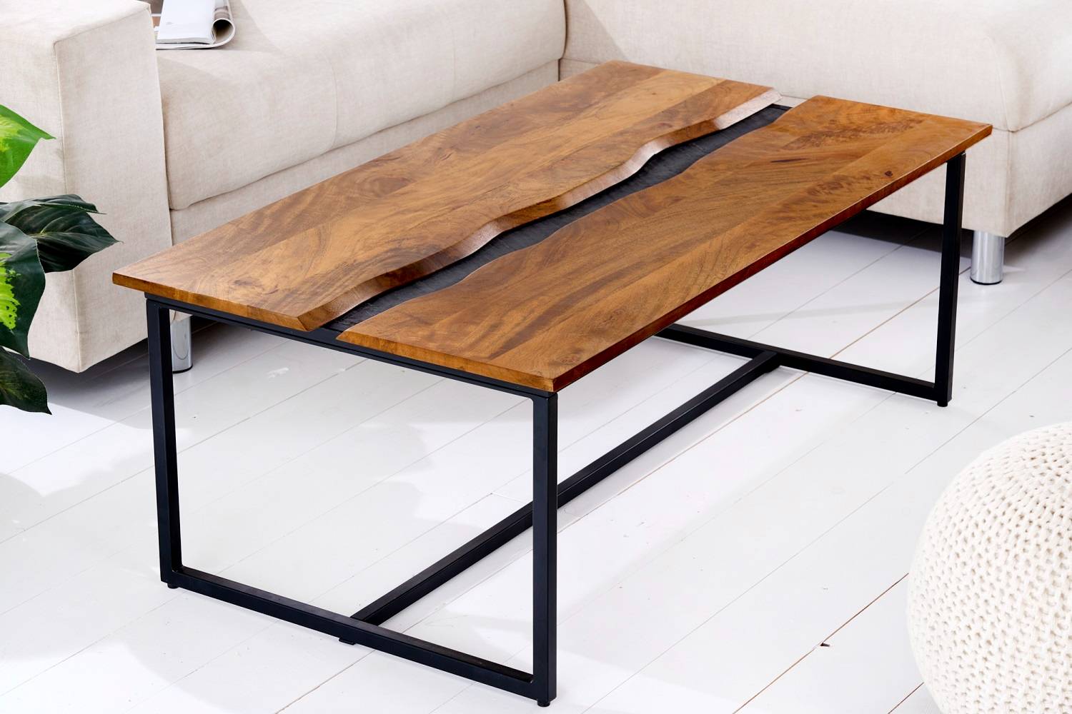 Designový konferenční stolek Argentinas 110 cm mango - břidlice