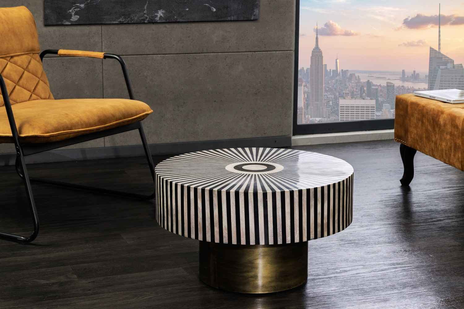 Levně LuxD Designový konferenční stolek Ilissa 60 cm zlatý