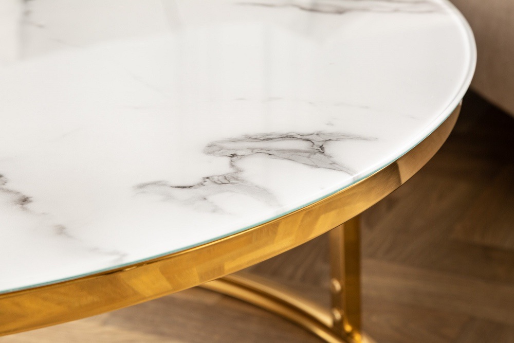 Designový konferenční stolek Latrisha II - 80 cm vzor mramorová imitace