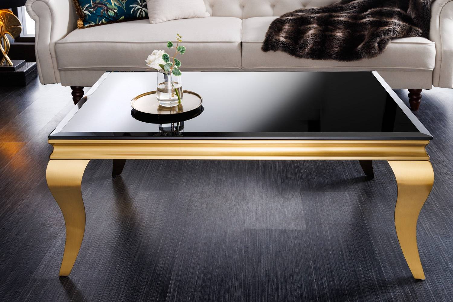 Levně LuxD Designový konferenční stolek Rococo 100 cm černý / zlatý
