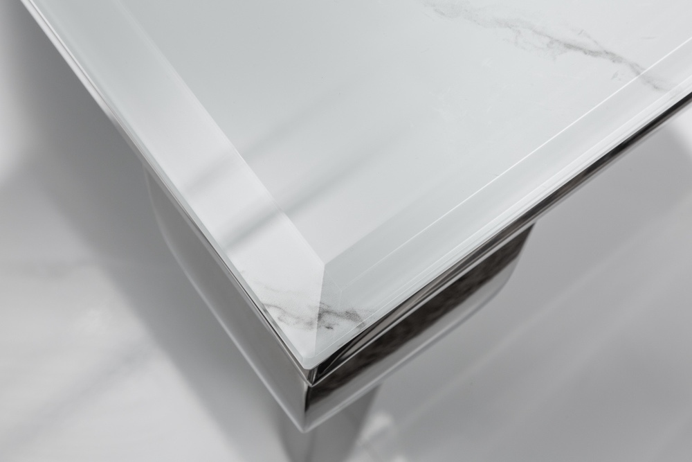 Designový konferenční stůl Rococo 100 cm stříbrný - mramor 