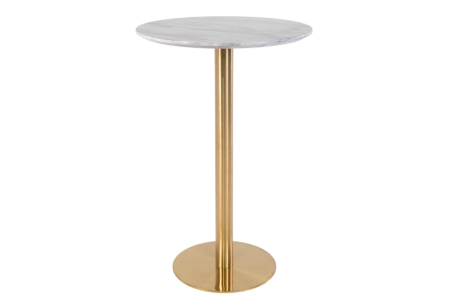 Norddan Designový kulatý barový stůl Kane 70 cm imitace mramoru / mosaz