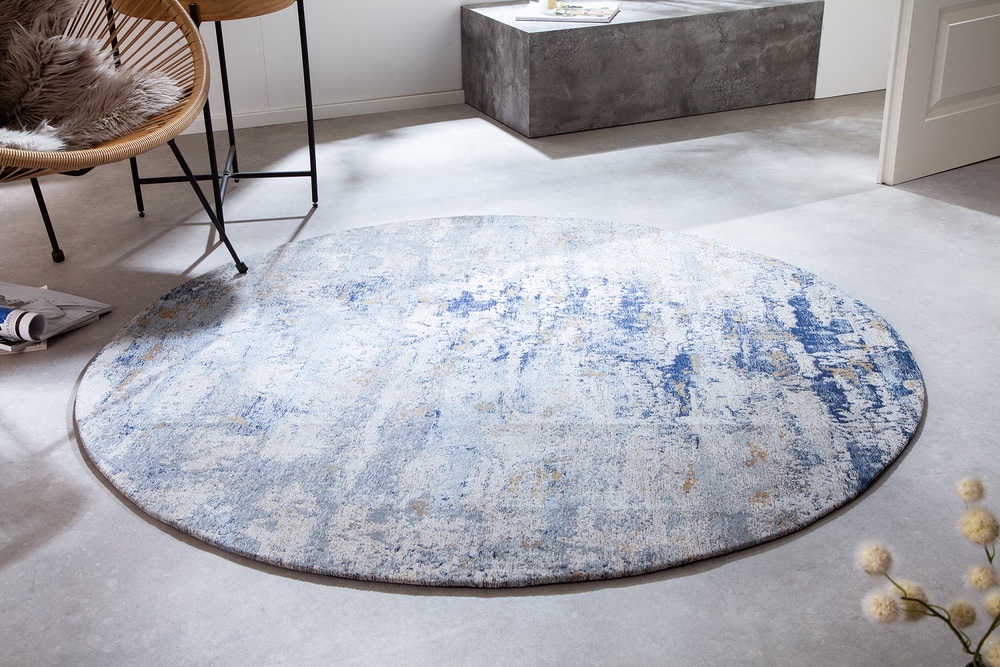 Levně LuxD Designový kulatý koberec Rowan 150 cm béžovo-modrý - Skladem