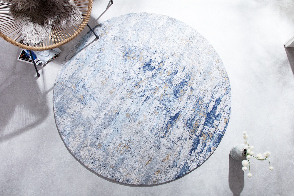 Designový kulatý koberec Rowan 150 cm béžovo-modrý