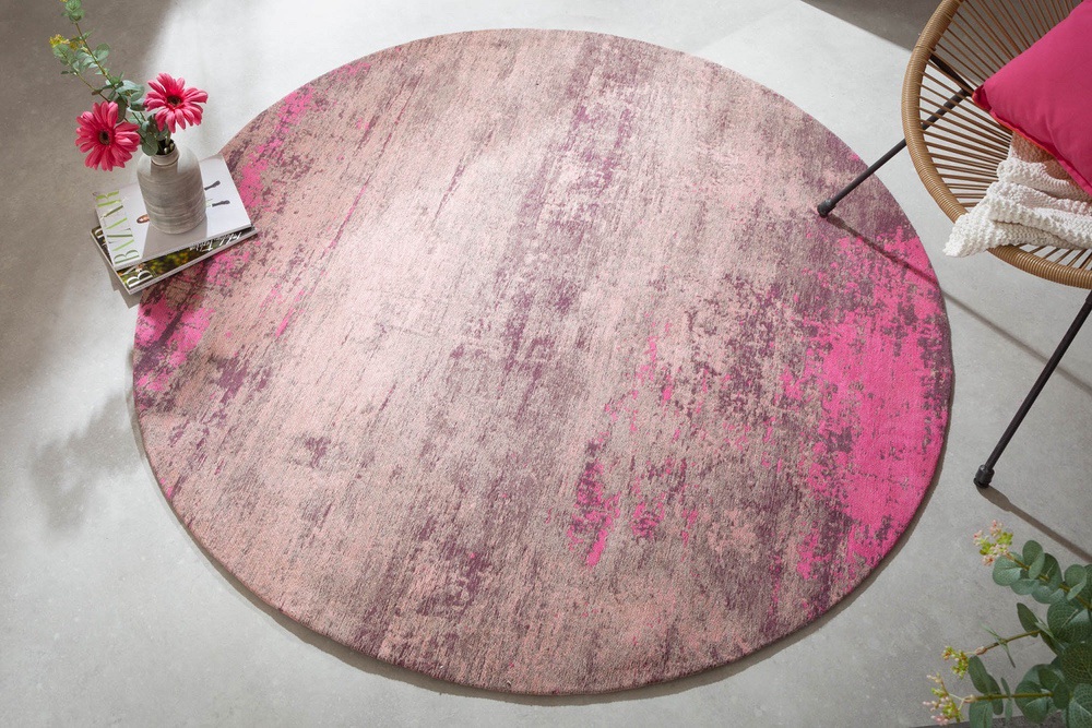 Designový kulatý koberec Rowan 150 cm béžovo-růžový - Skladem