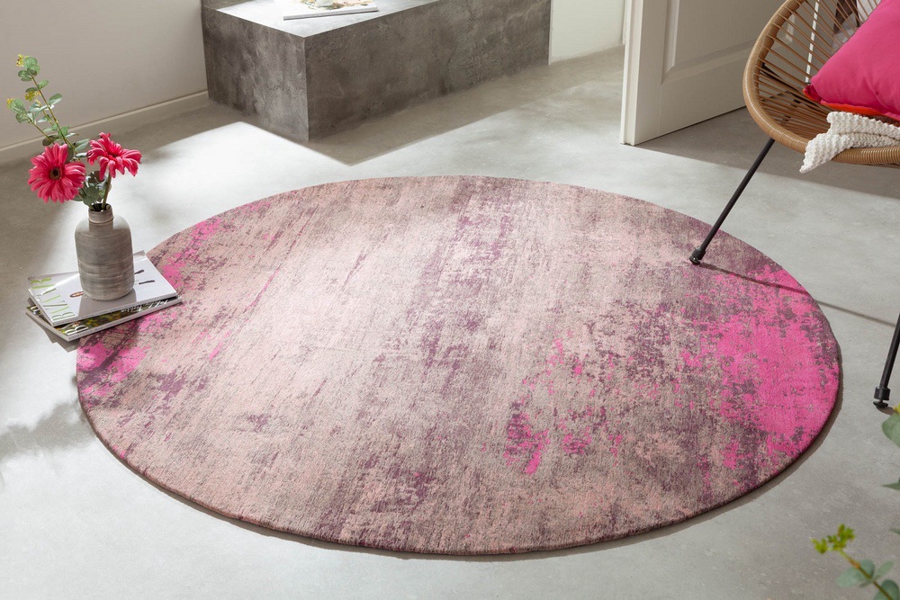 LuxD Designový kulatý koberec Rowan 150 cm béžovo-růžový