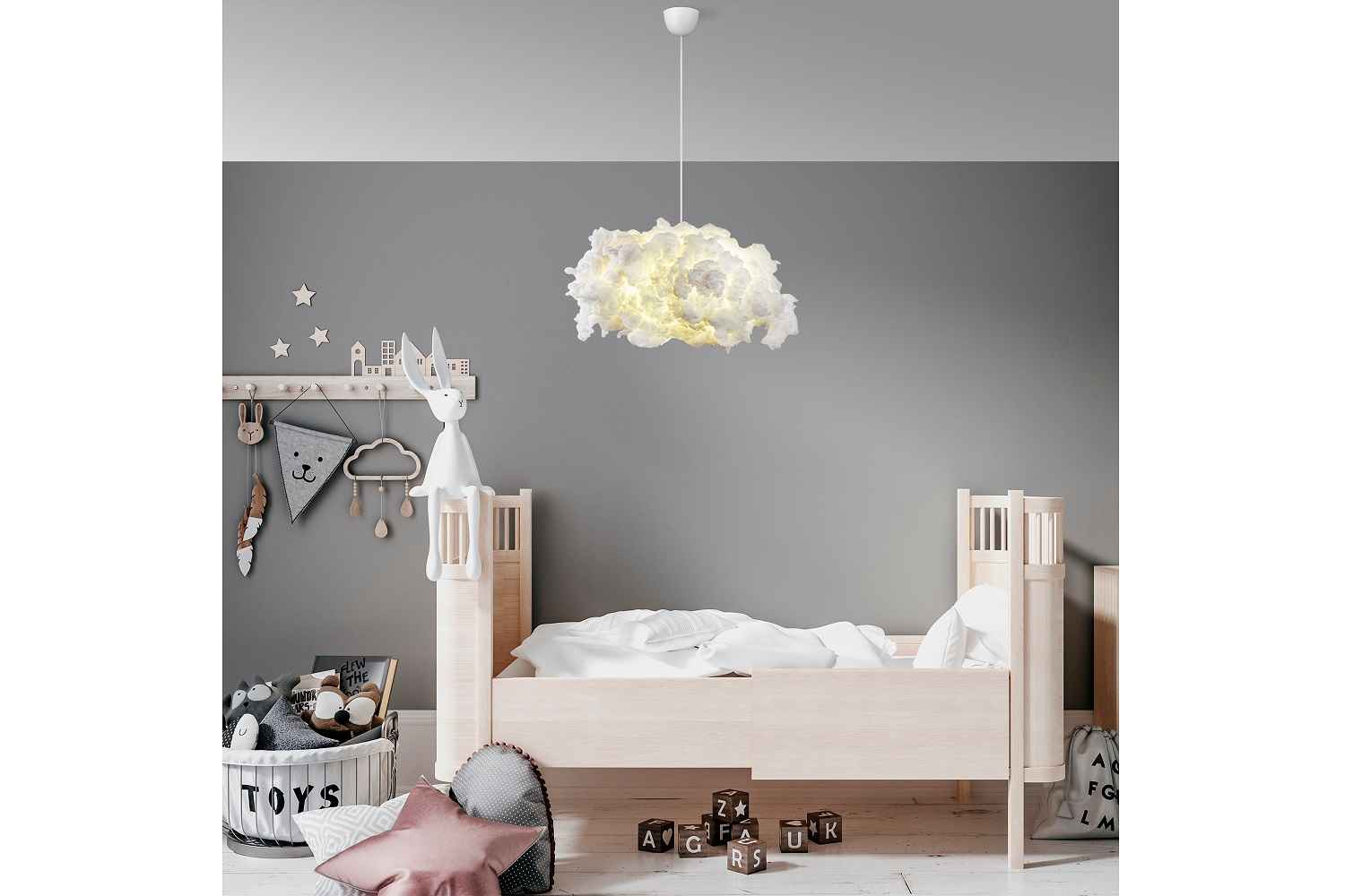 Levně Sofahouse 28879 Designový lustr Olsen 45 cm bílý závěsné svítidlo