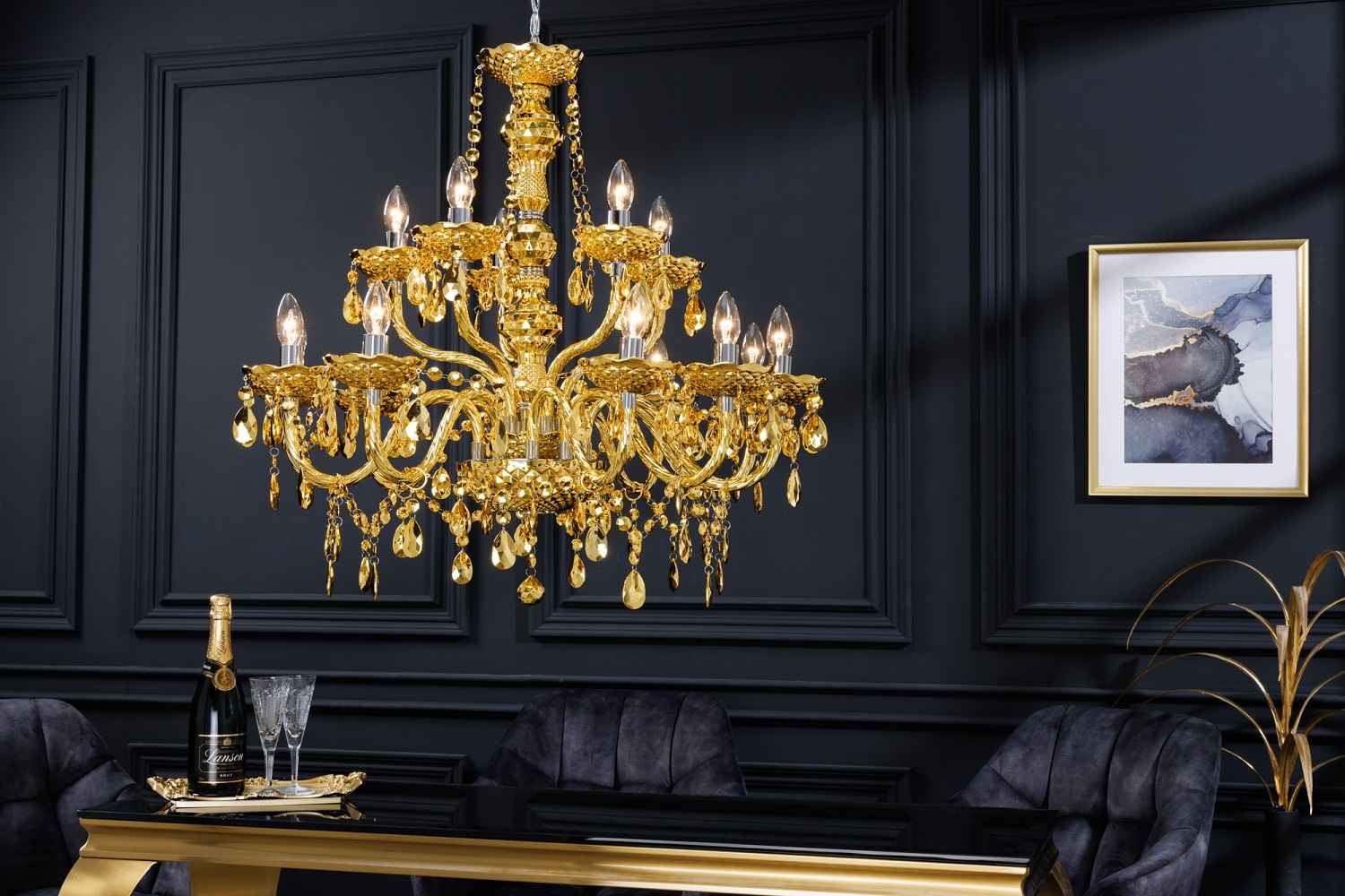 Levně LuxD 28429 Designový lustr Sabella 75 cm zlatý závěsné svítidlo