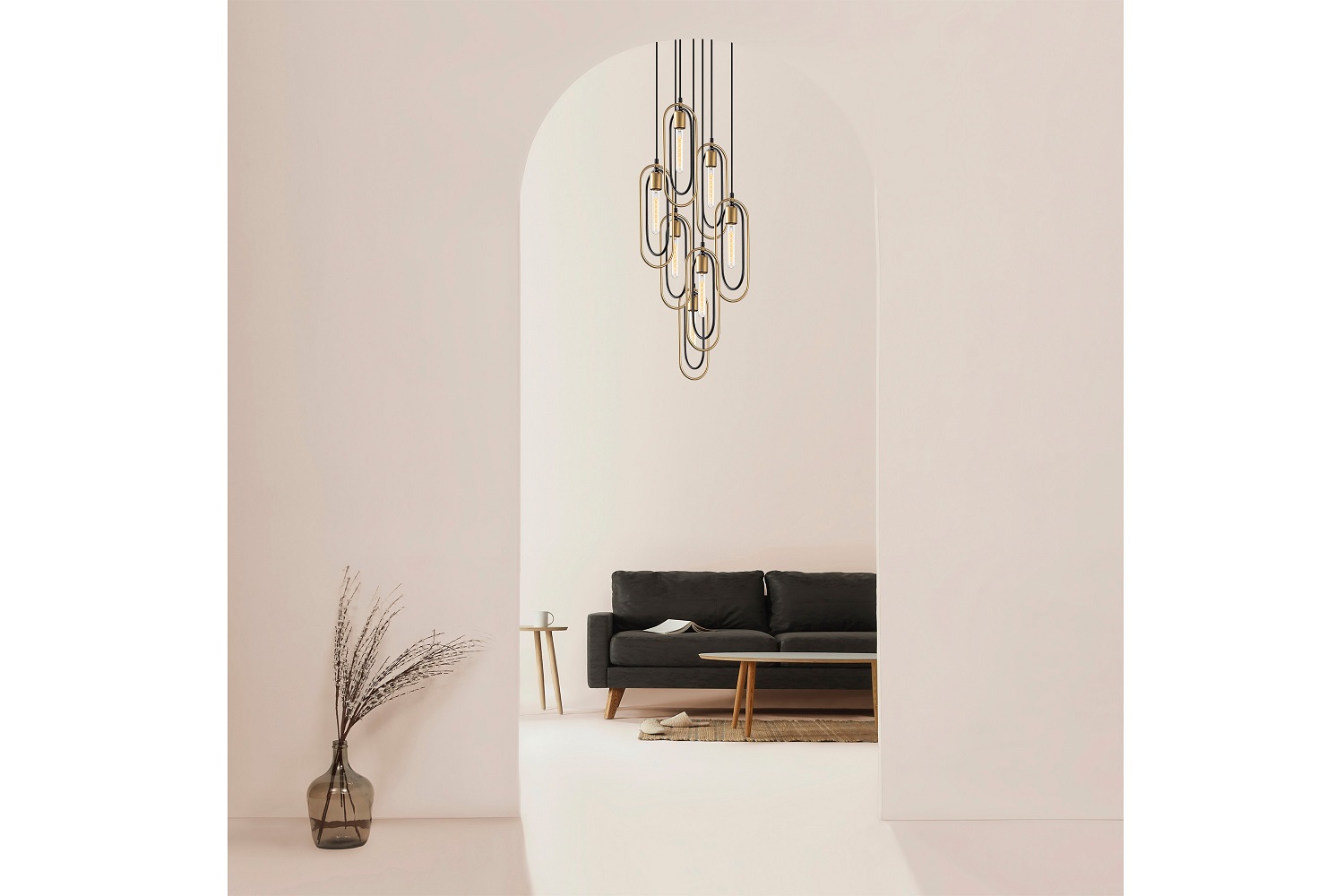 Levně Sofahouse 28647 Designový lustr Uyen 48 cm černý / zlatý závěsné svítidlo