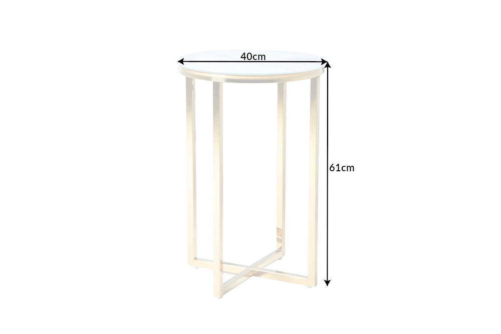 Designový odkládací stolek Factor 40 cm bílý - vzor mramor