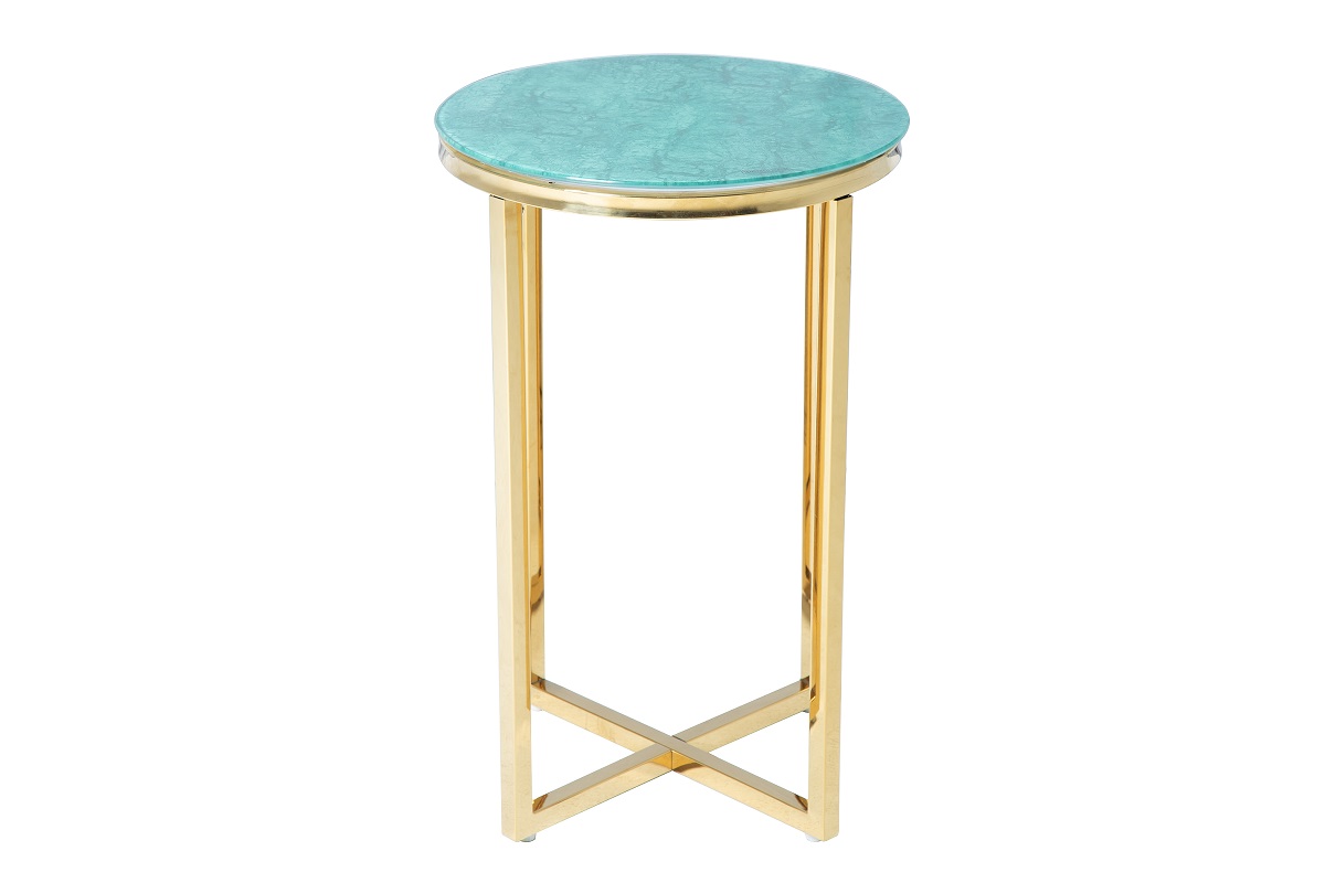 Designový odkládací stolek Factor 40 cm zelený - vzor mramor