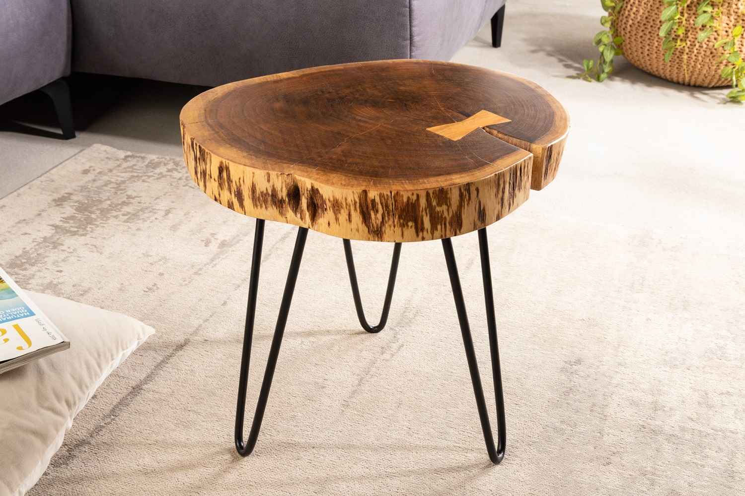 Levně LuxD Designový odkládací stolek Island 40 cm hnědá akácie