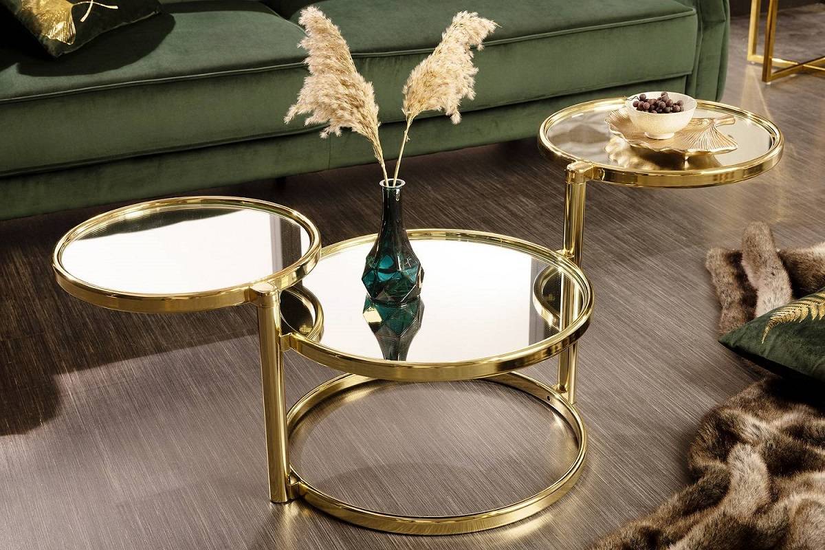 LuxD Designový odkládací stolek Movement zlatý
