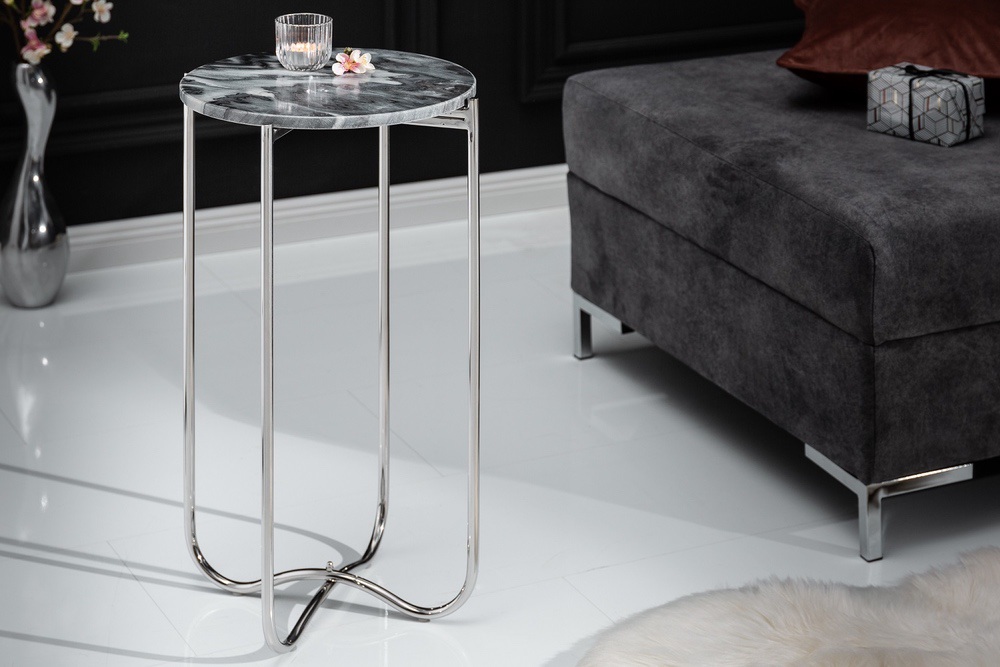LuxD Designový odkládací stolek Tristen I 35 cm mramor šedý
