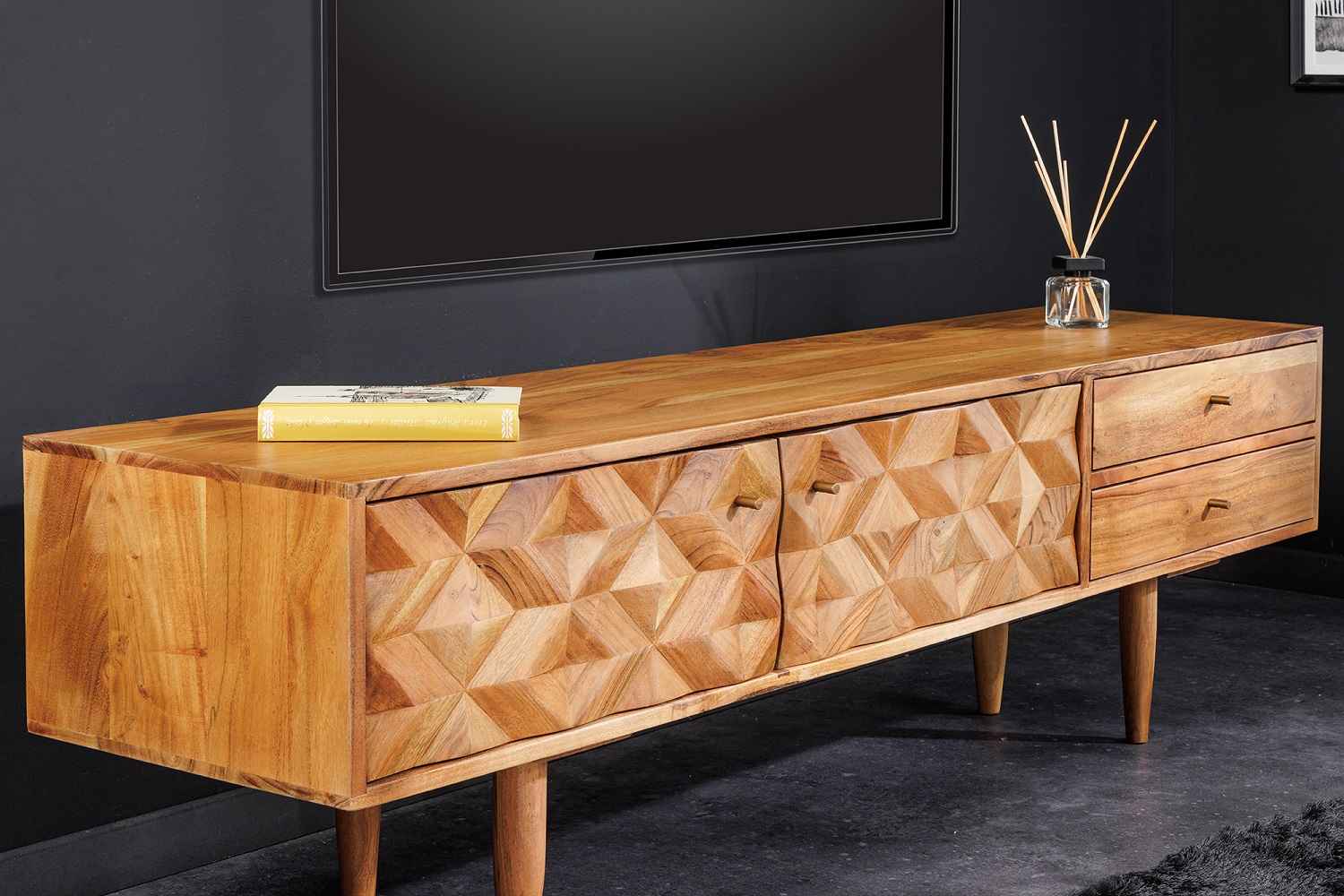 Levně LuxD Designový TV stolek Halia Honey 145 cm akácie