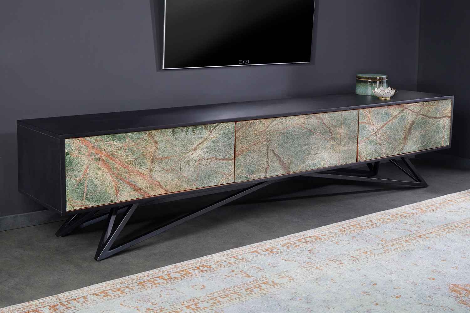 LuxD Designový TV stolek Quillon 200 cm přírodní kámen