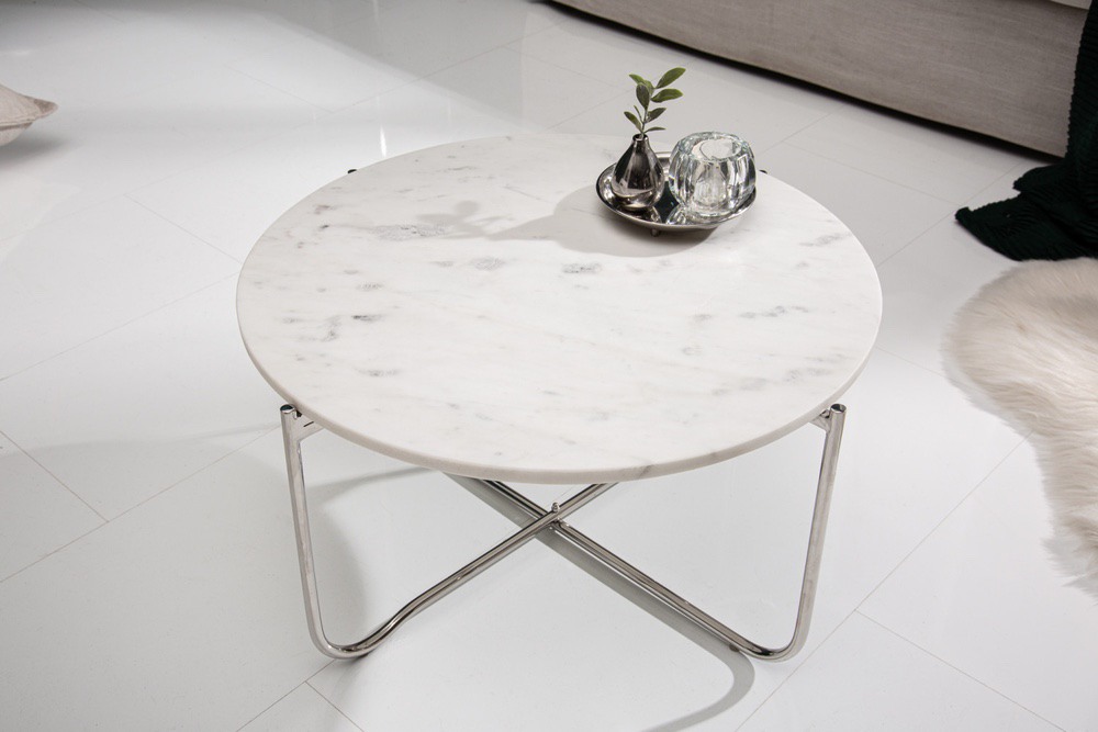 Designový konferenční stolek Tristen 62 cm mramor bílý 