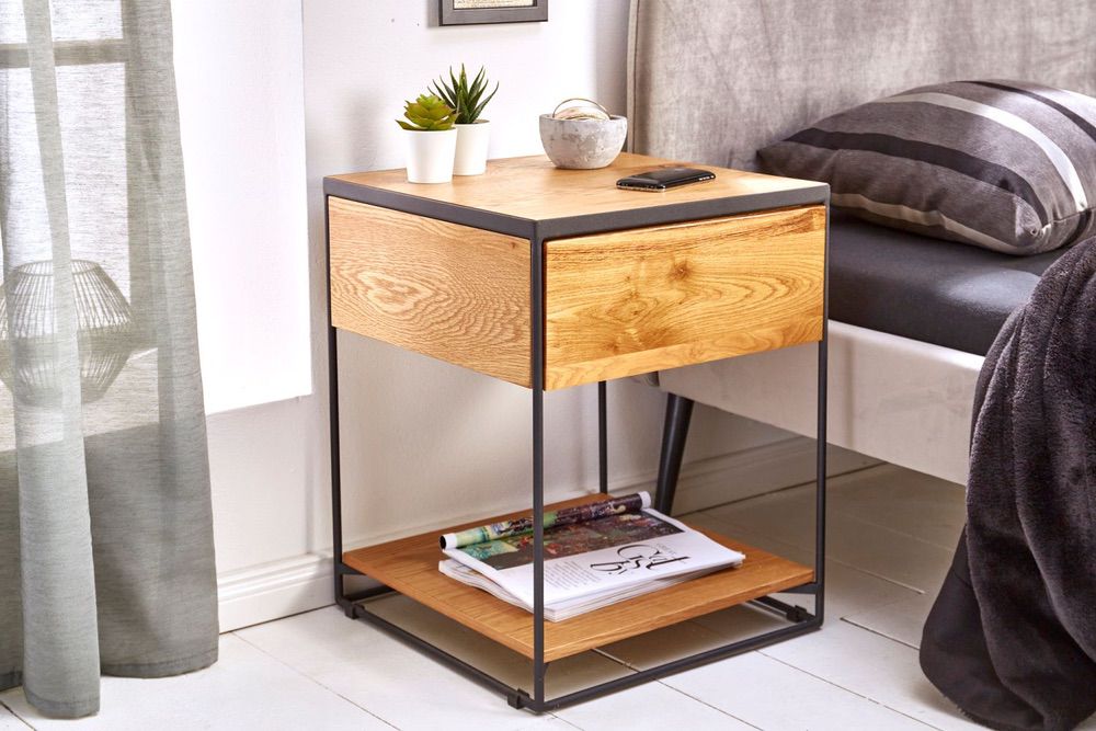 Levně LuxD Designový noční stolek Shayla 40 cm divoký dub