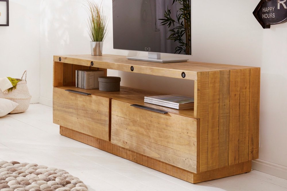 Levně LuxD Designový TV stolek Harlow 150 cm přírodní - borovice