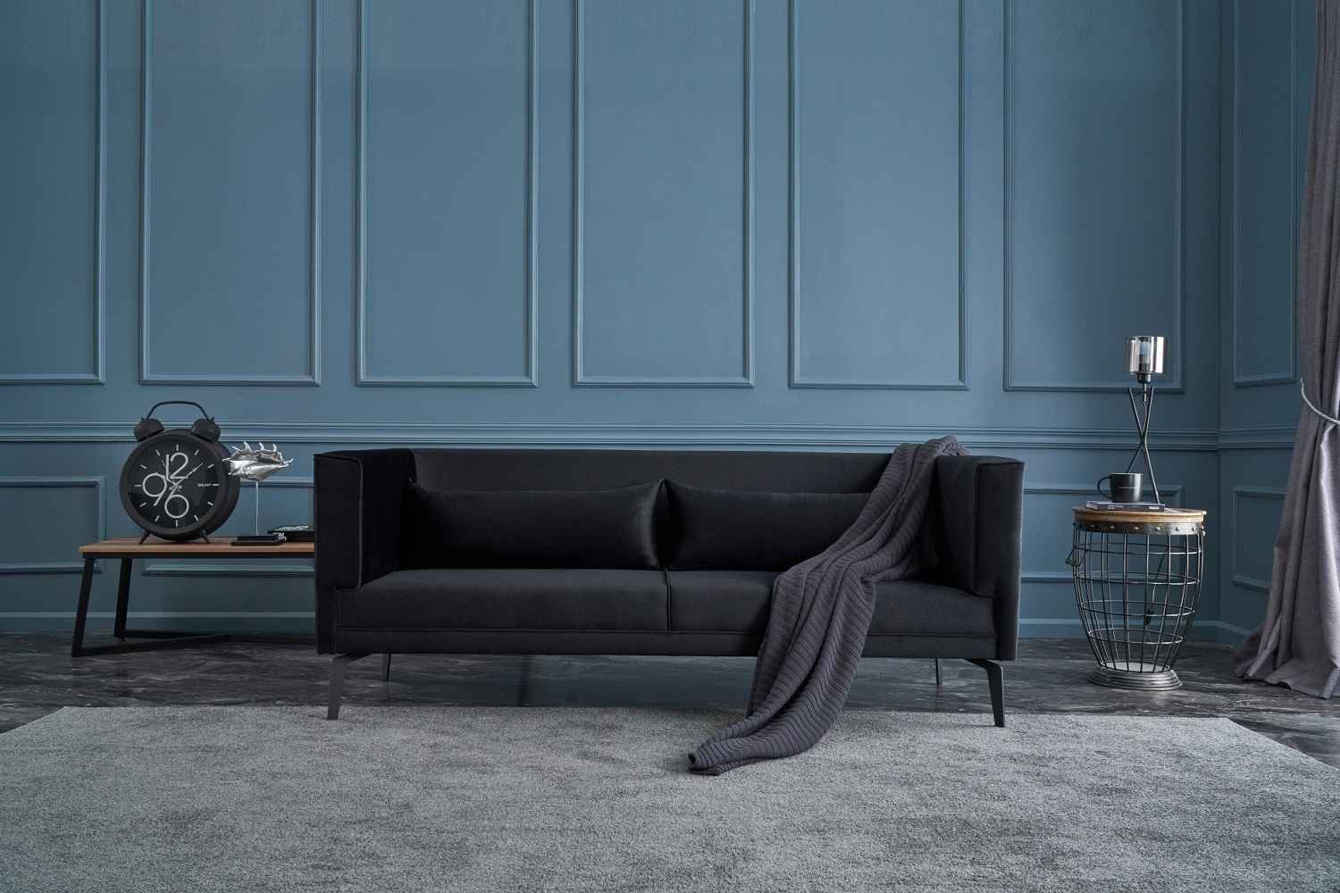 Designová 3-místná sedačka Caelus 197 cm černá