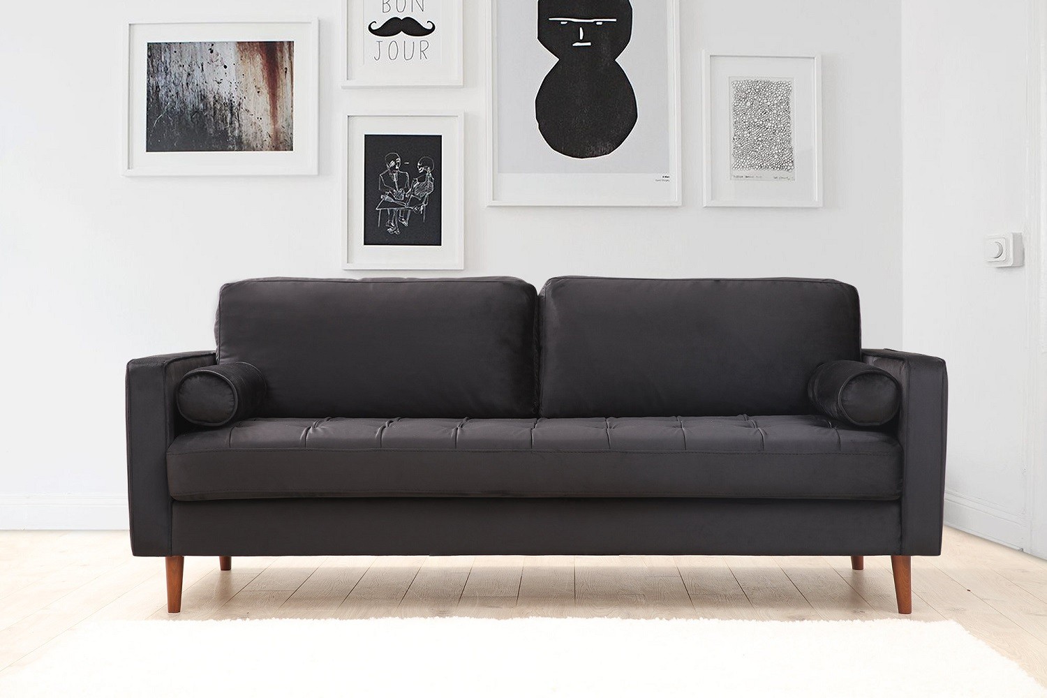 Sofahouse Designová 3-místná sedačka Jarmaine 215 cm černá