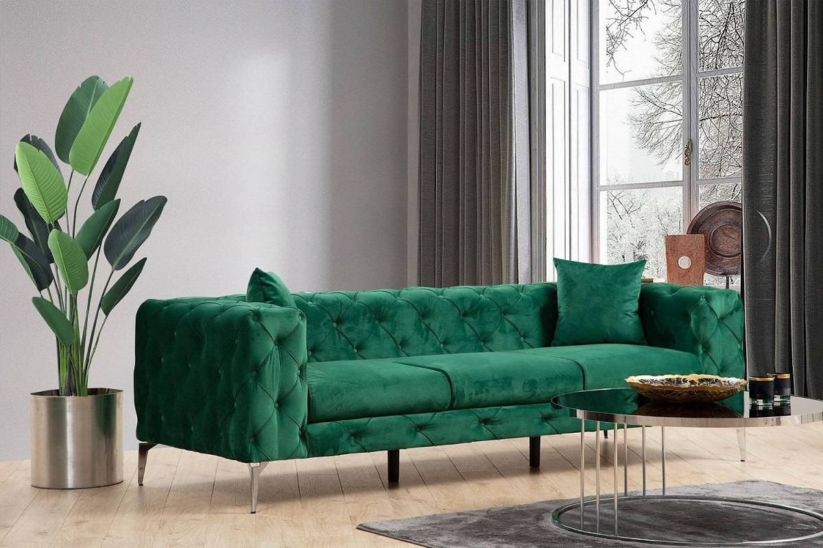 Designová 3-místná sedačka Rococo 237 cm zelená