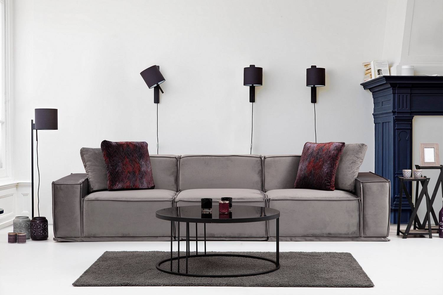 Designová 3-místná sedačka Valtina 300 cm šedá