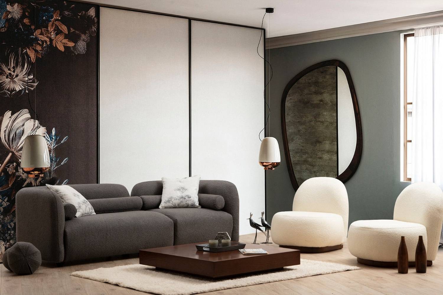 Designová 3-místná sedačka Zahira 228 cm tmavě šedá