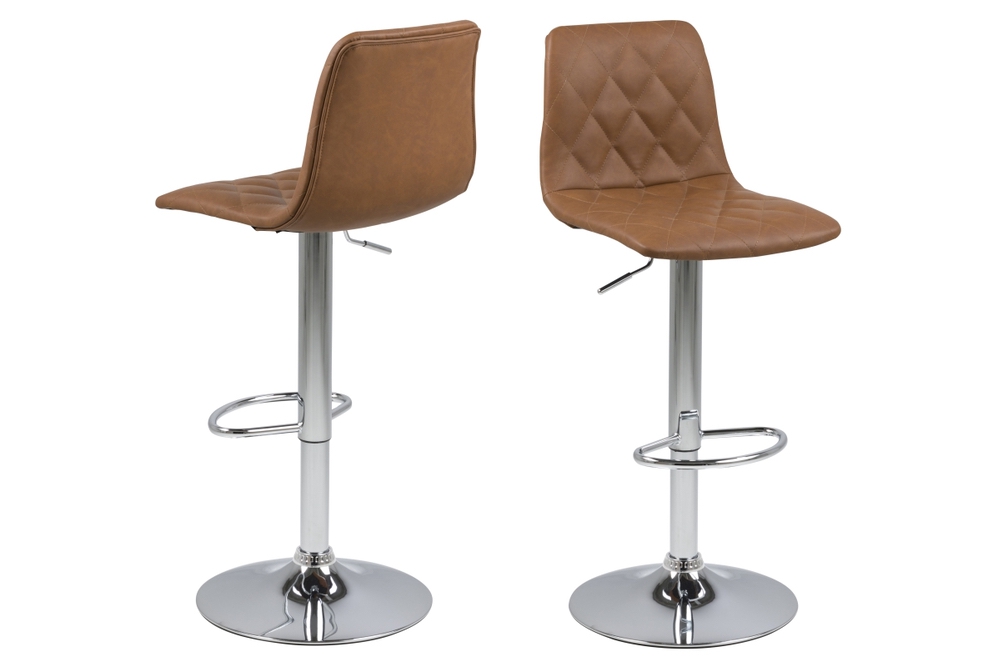 Dkton Designová barová židle Nashota světle hnědá-chromová - Skladem