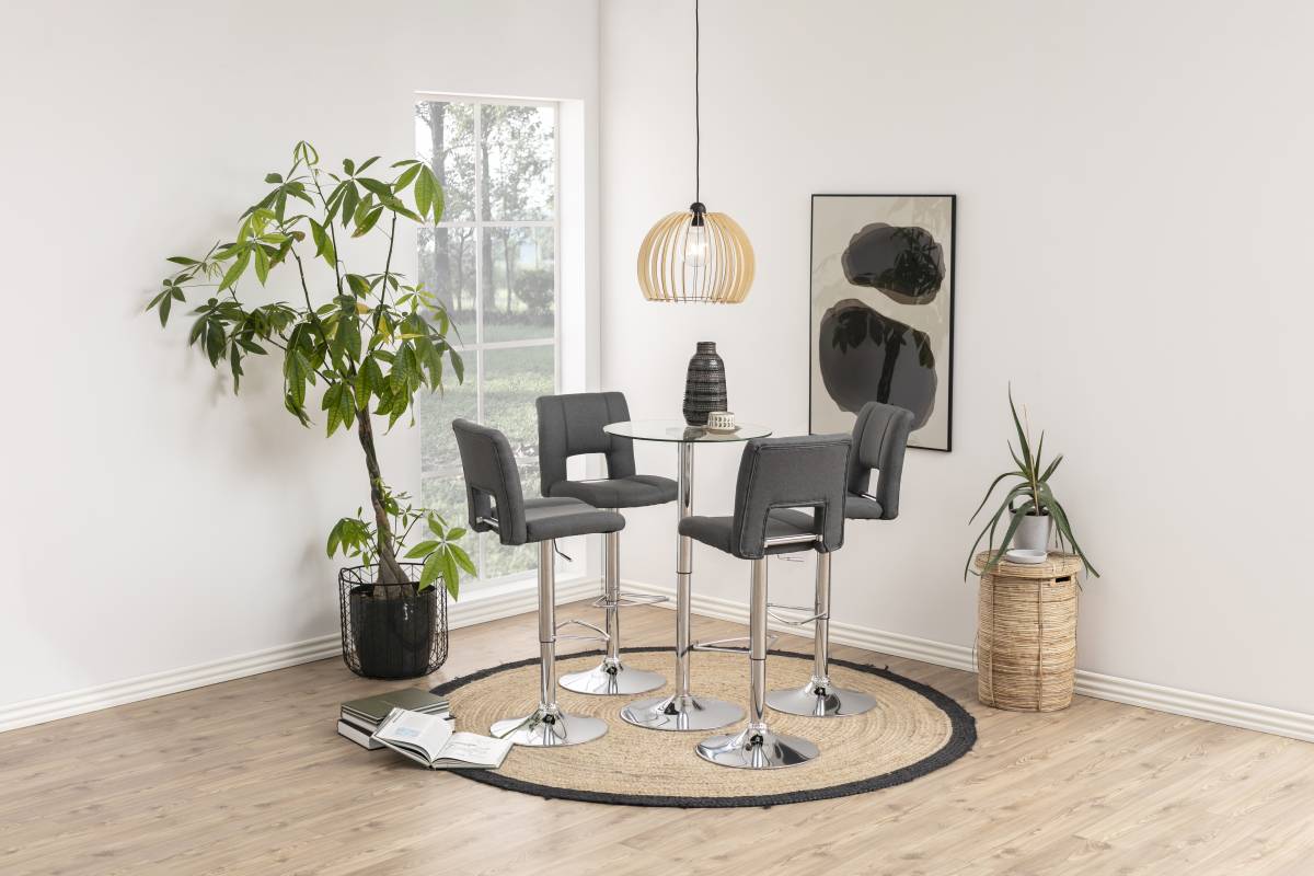 Designová barová židle Nerine tmavě šedá a chromová-tkanina