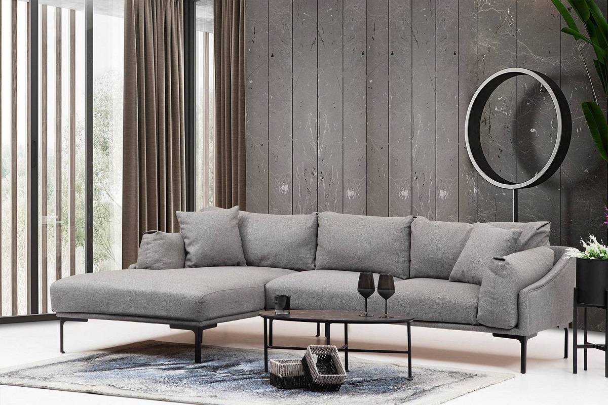 Sofahouse Designová rohová sedačka Pallavi 255 cm šedá - levá