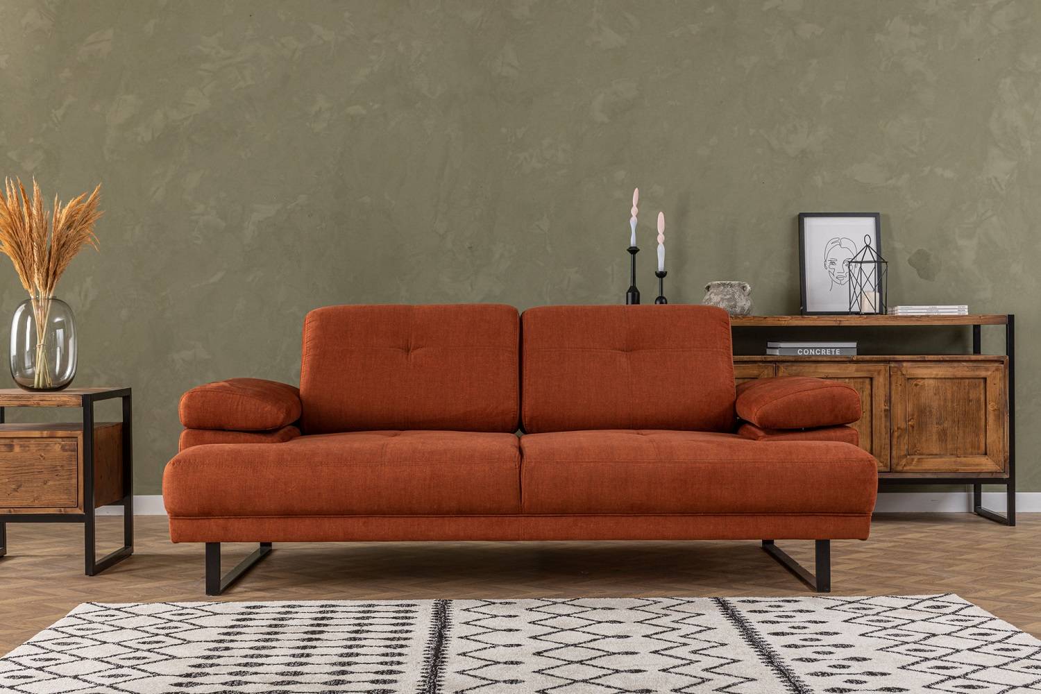 Designová sedačka Vatusia 199 cm oranžová