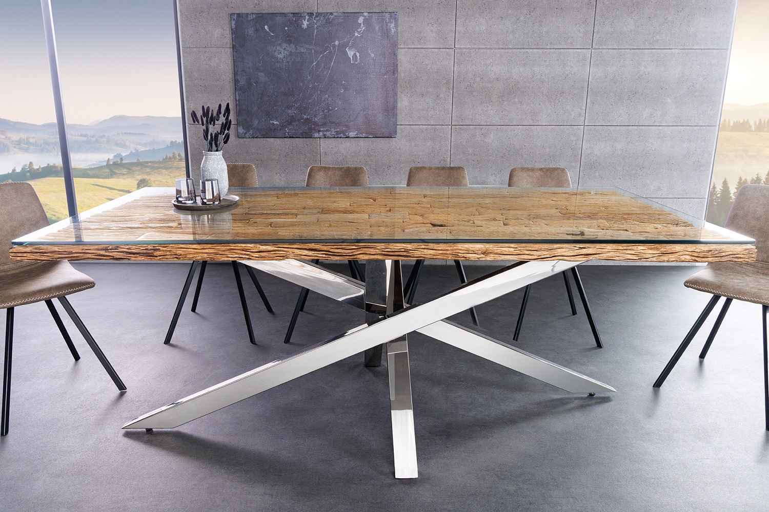 LuxD Designový jídelní stůl Shark 220 cm teak